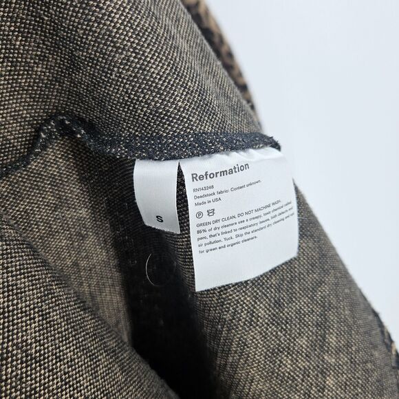 Reformation Sweater Dress Tan Black Cheetah Leopard Long Sleeve Fit & Flare Sz S - Picture 5 of 6